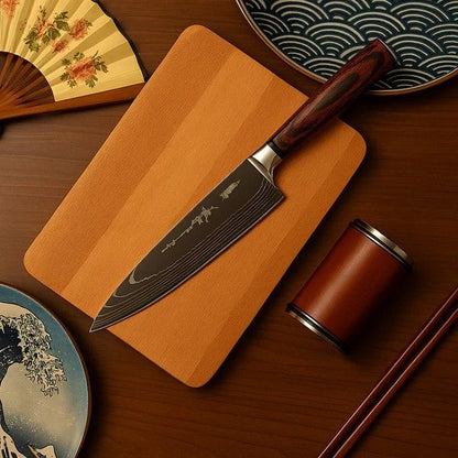 Premium 7-Piece Stainless Steel Knife Set, Wooden Handles