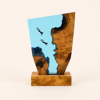 Oceanic Wooden Night Light – 3D Scene Lamp - Lusomart