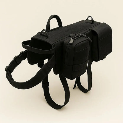Military-grade tactical dog vest with MOLLE webbing and reinforced stitching for working K9 units