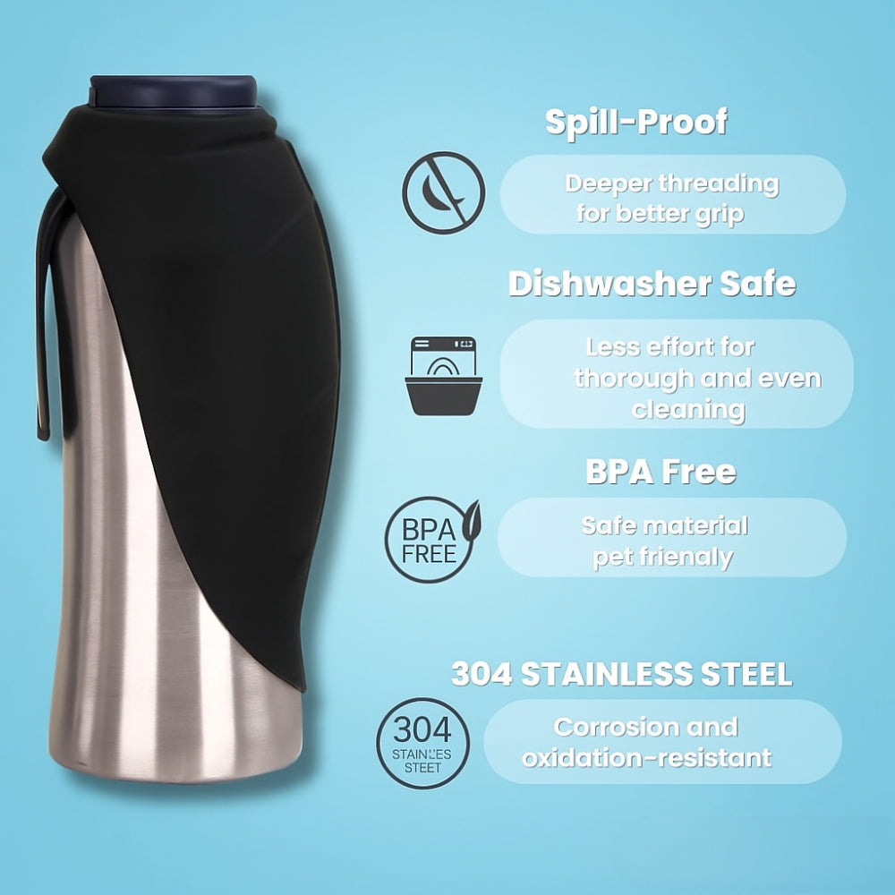 Portable Pet Water Bottle Stainless Steel Dog Cup