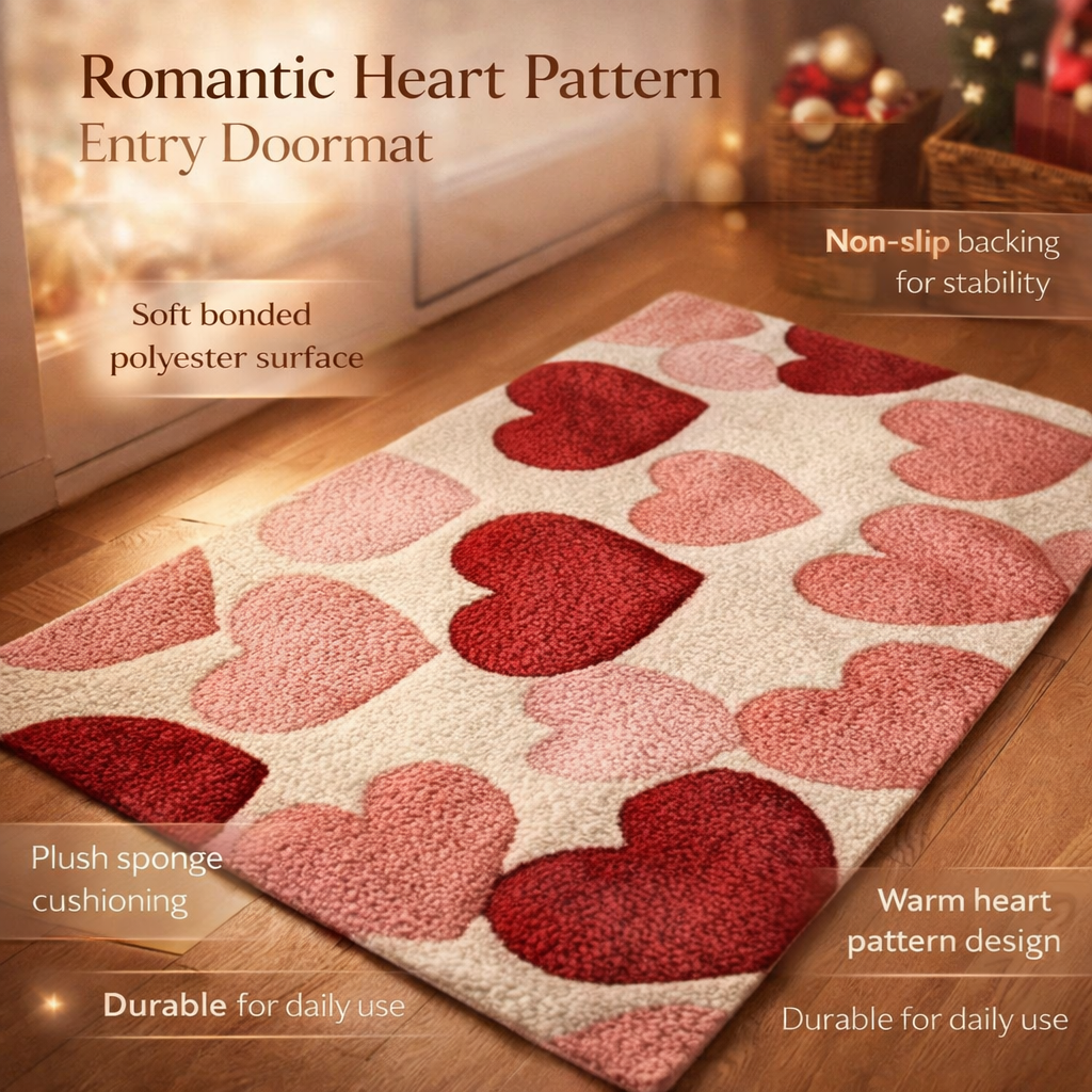 Colorful Heart Design Anti Slip Entry Mat