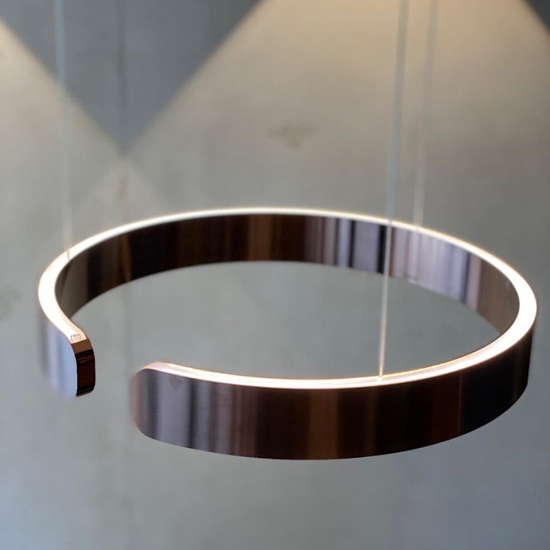 Modern Double Ring Pendant Light with Floating Shade
