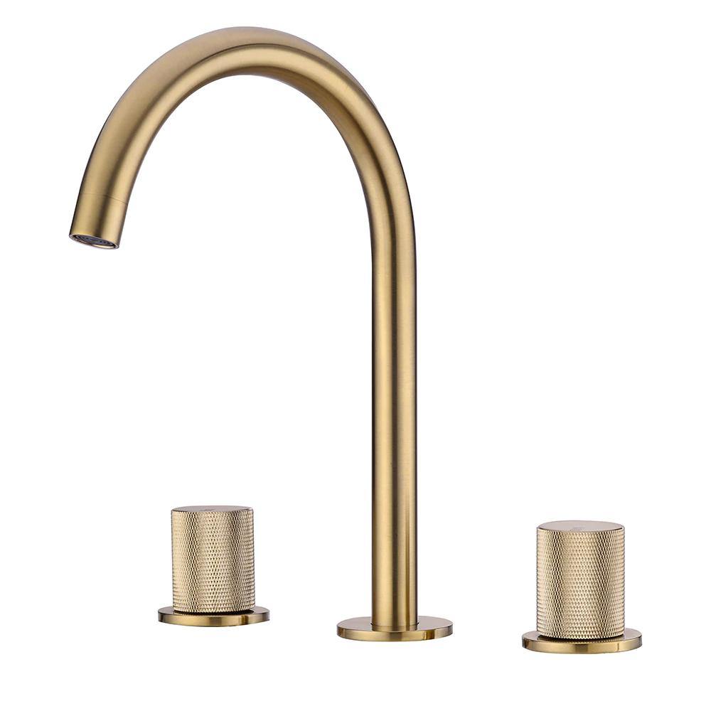 Dual Handle Bathroom Sink Faucet With Mesh Filter Spout