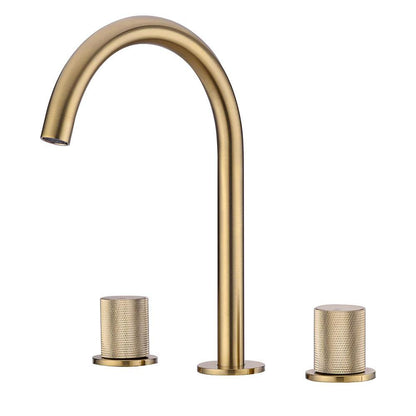 Dual Handle Bathroom Sink Faucet With Mesh Filter Spout