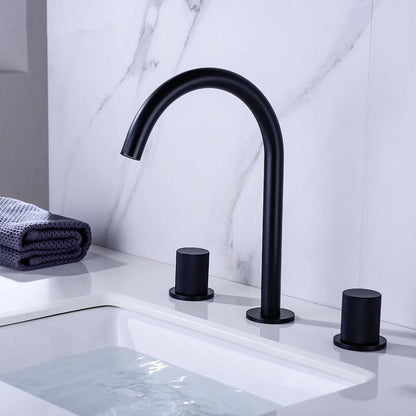 Dual Handle Bathroom Sink Faucet With Mesh Filter Spout