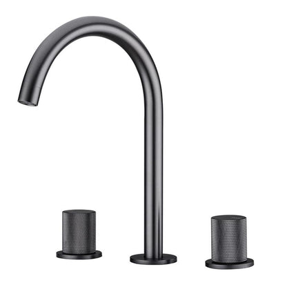 Dual Handle Bathroom Sink Faucet With Mesh Filter Spout