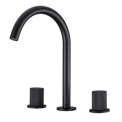 Dual Handle Bathroom Sink Faucet With Mesh Filter Spout