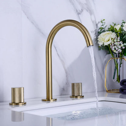 Dual Handle Bathroom Sink Faucet With Mesh Filter Spout - Lusomart