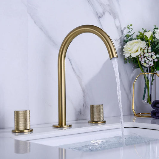 Dual Handle Bathroom Sink Faucet With Mesh Filter Spout - Lusomart