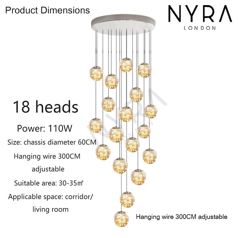 Elegant Glass Globe Stairway Lighting Fixture