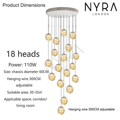 Elegant Glass Globe Stairway Lighting Fixture