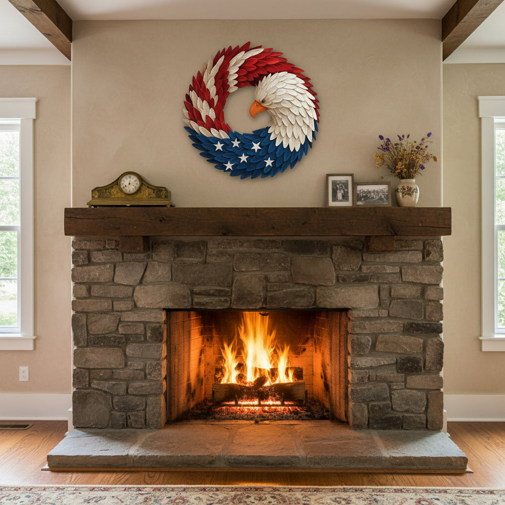 Patriotic Eagle Wreath Wall Decor Indoor Outdoor Sign