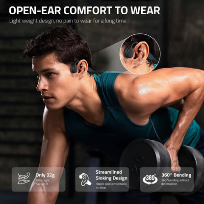 Sweatproof Open Ear Sports Headphones Wireless USB Charging