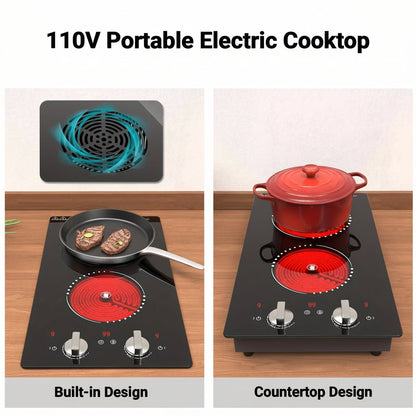 Compact Portable Double Burner Electric Stove