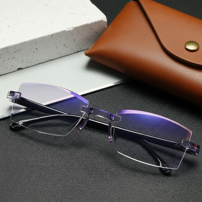 Clear Anti Blue Light Rimless Reading Eyeglasses