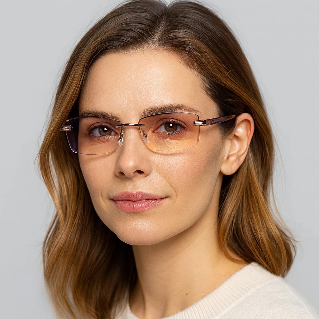 Clear Anti Blue Light Rimless Reading Eyeglasses