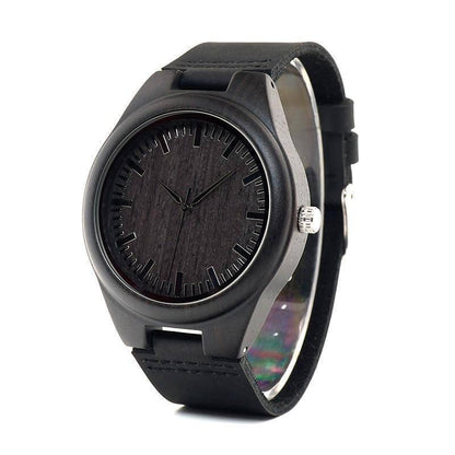 EbonyCraft | Elegant Unique Men's Wooden Quartz Watch with Leather Strap 2