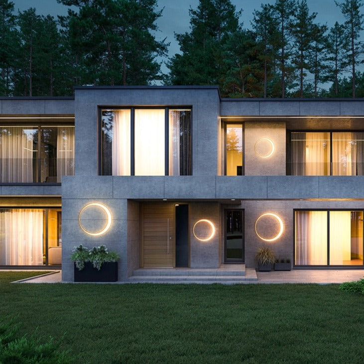 Round Solar Powered Outdoor Wall Lamp