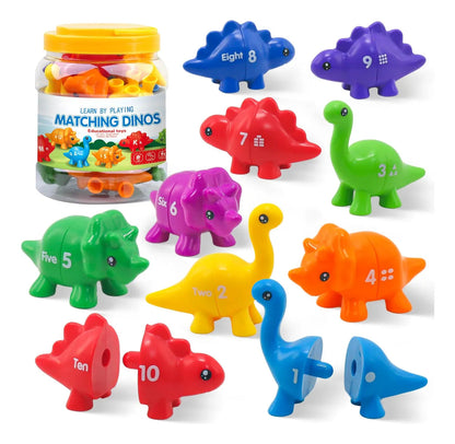 Educational Dino Game for Kids - Boost Fine Motor Skills and Color & Letter Recognition - 13 Dinosaurs and Plastic Pot 7