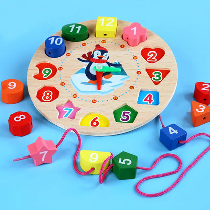 Educational Wooden Clock Toy for Learning to Tell Time and Recognizing Colors for Kids Ages 2-3 Years 4
