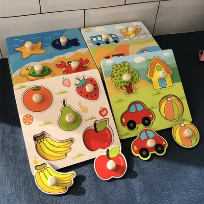 Educatieve Houten Puzzel Kinderen Fruitkennis Hout 14,5 x 14,5 cm 1