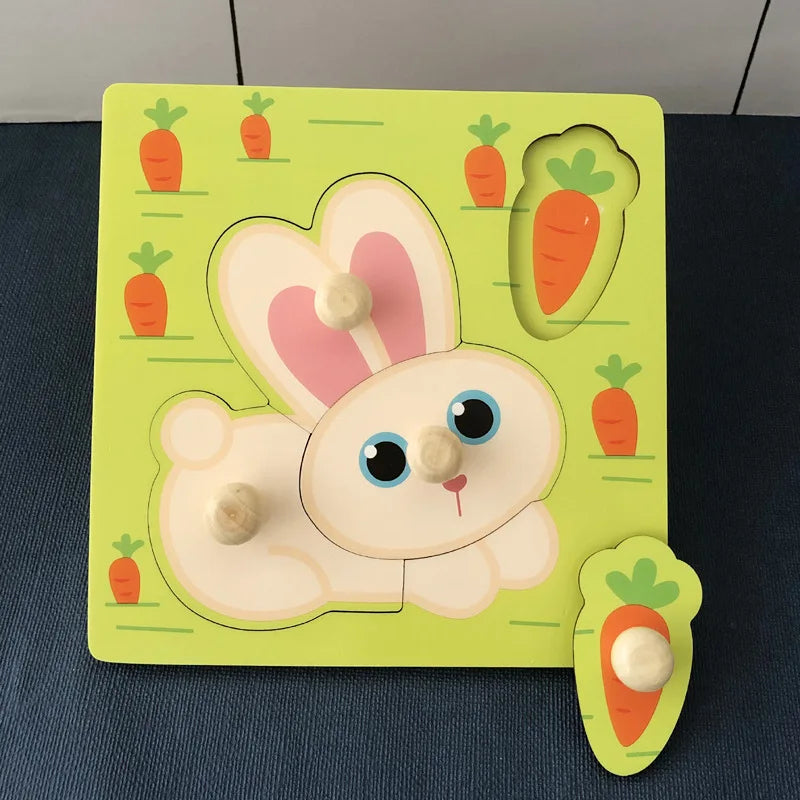 Educatieve Houten Puzzel Kinderen Fruitkennis Hout 14,5 x 14,5 cm 4