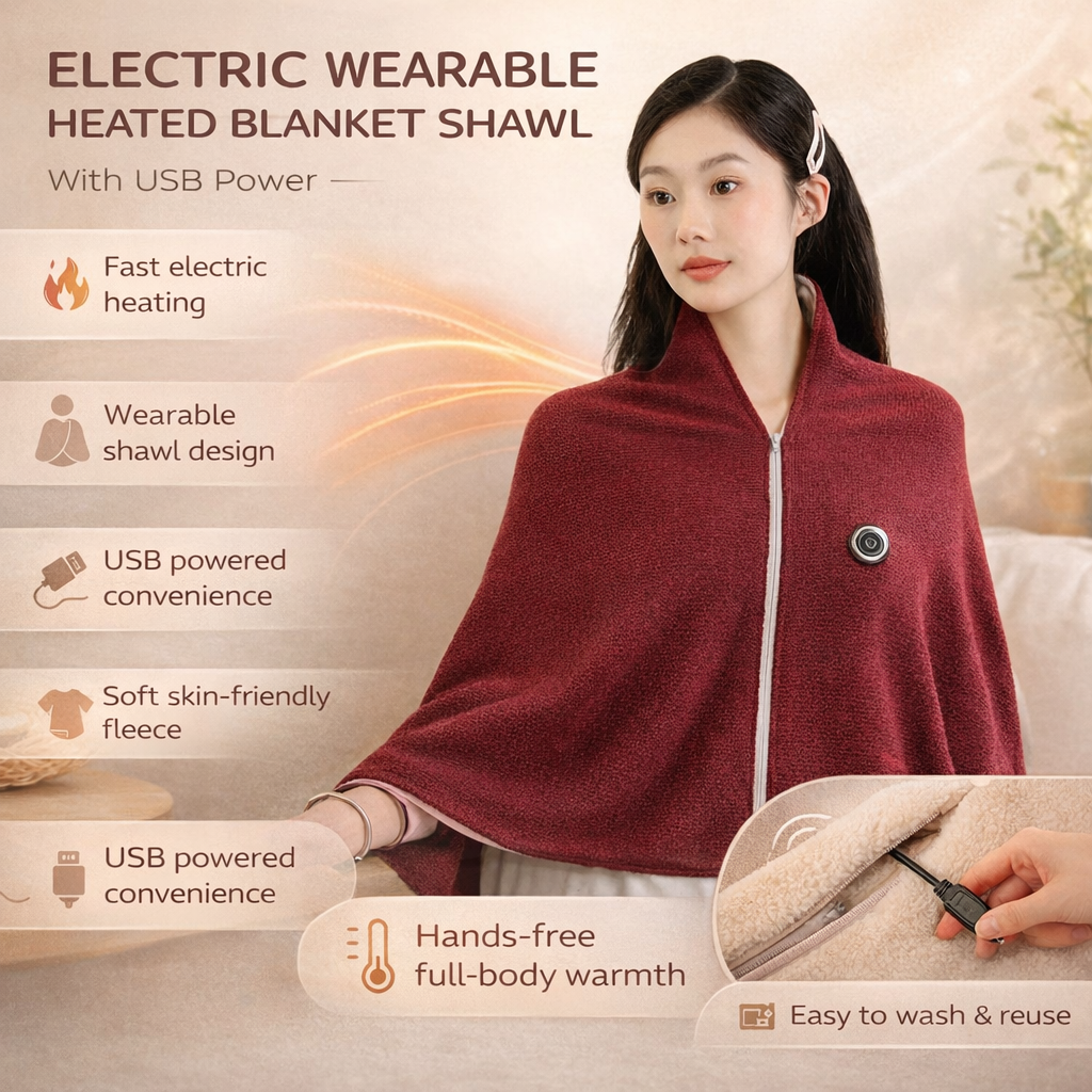 Cozy USB Heating Shawl Wrap Blanket