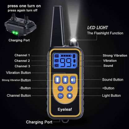 Long Range Waterproof Dog Training Collar With Rechargeable Remote