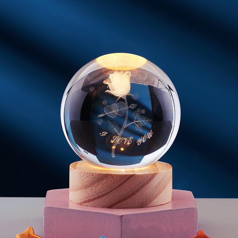 Elegant 3D Night Light Lamp with Crystal Design – USB Powered LED Home Decor Lighting 15