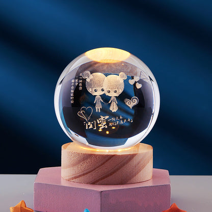 Elegant 3D Night Light Lamp with Crystal Design – USB Powered LED Home Decor Lighting 5