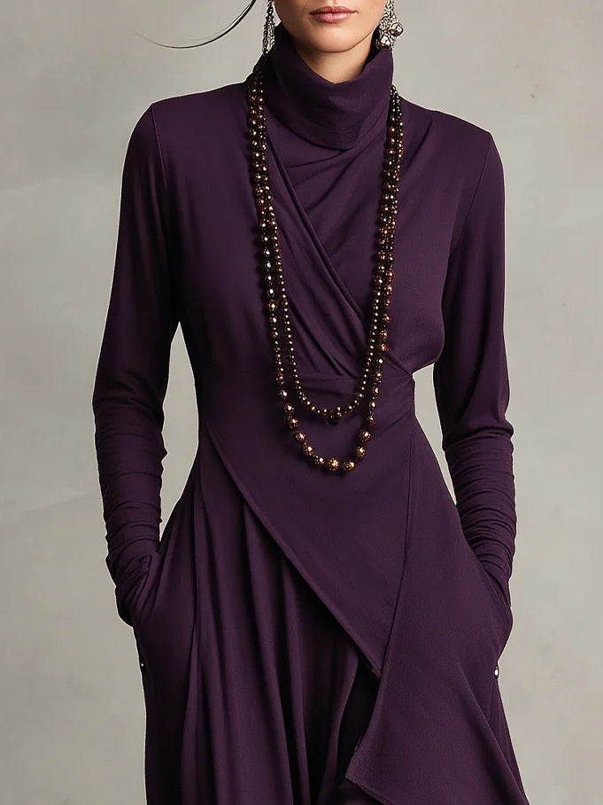 Elegant Collection | Long Sleeve Maxi Dress with Asymmetrical Design – Chic Style for Special Occasions 5