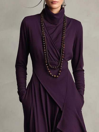Elegant Collection | Long Sleeve Maxi Dress with Asymmetrical Design – Chic Style for Special Occasions 5