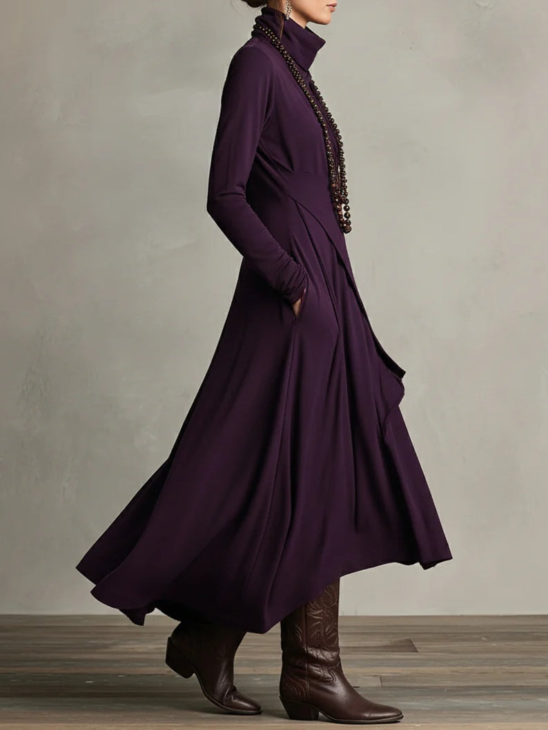 Elegant Collection | Long Sleeve Maxi Dress with Asymmetrical Design – Chic Style for Special Occasions 6