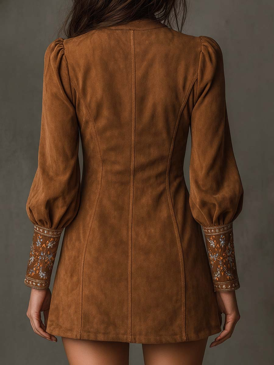 Elegant Collection | Short Dressing Gown Womens with Deep V-Neck – Luxurious Suede Effect for Cozy Style 1