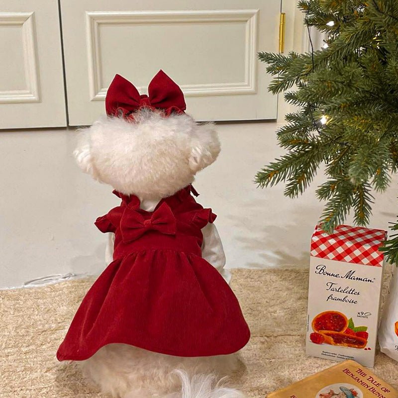 Elegant Dog Dress Set for Small Dogs – Soft Fabric with Bow Accents, Ideal for Parties and Special Occasions 3