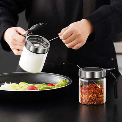 Clear Glass Spice Jar Set with Airtight Lids - Lusomart