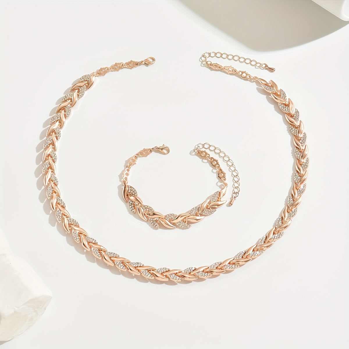 Elegant Jewelry Set | Handmade Fishtail Necklace and Bracelet with Premium Glass Crystals – Timeless Design for Everyday and Special Occasions 5