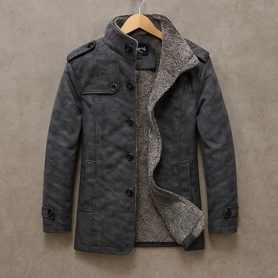 Elegant Men's Coat | Suede Design with Merino Wool Lining – Timeless Warmth for Comfort and Style 2