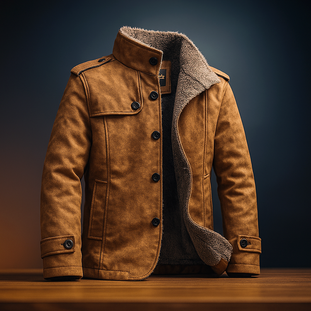 Elegant Men's Coat | Suede Design with Merino Wool Lining – Timeless Warmth for Comfort and Style 6