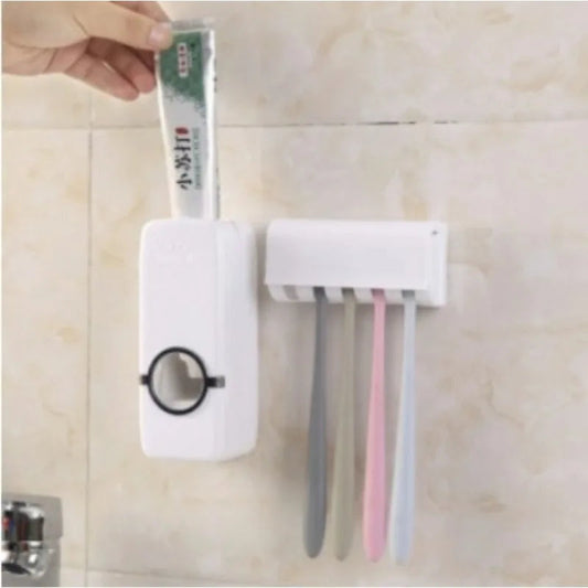 Compact Toothbrush Holder with Auto Toothpaste Dispenser - Lusomart
