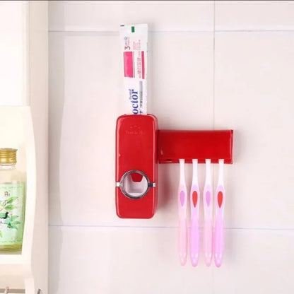 Elegant Toothbrush Holder with Automatic Toothpaste Dispensing – Space-Saving Bathroom Organizer for Tidy Oral Care 1