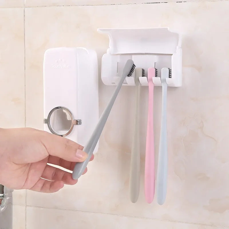Elegant Toothbrush Holder with Automatic Toothpaste Dispensing – Space-Saving Bathroom Organizer for Tidy Oral Care 3