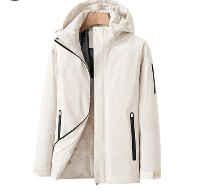 Elegant Women’s Quilted Winter Coat – Waterproof and Windproof Jacket with Detachable Hood for Cold Weather 1