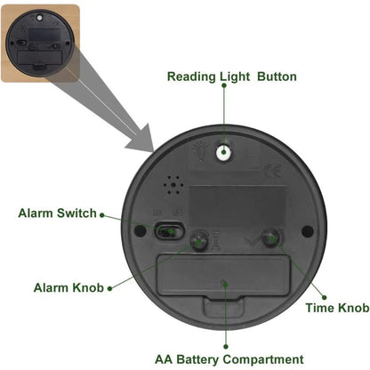 Calming Wood Alarm Clock with Soft Night Light