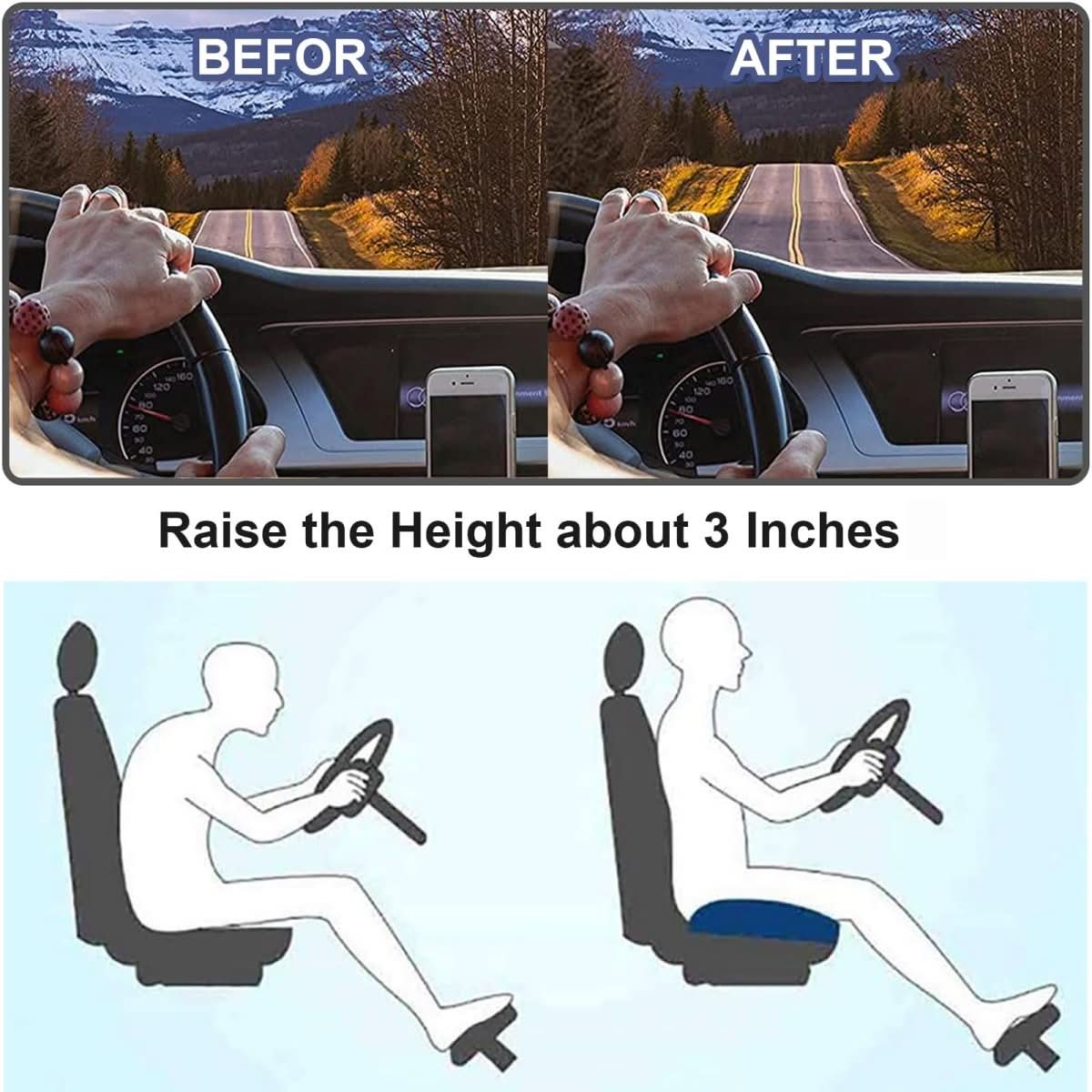 ElevateComfort | Premium Ergonomic Car Seat Cushion for Enhanced Visibility 3