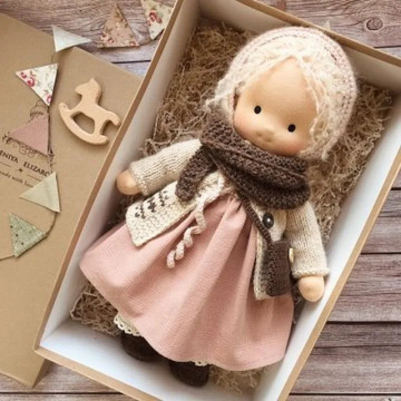 Elise | Handmade Waldorf Plush Doll – Soft Cotton Toy with Fabric Box | Sweet & Snuggly | For Children’s Birthday & Daily Fun 14