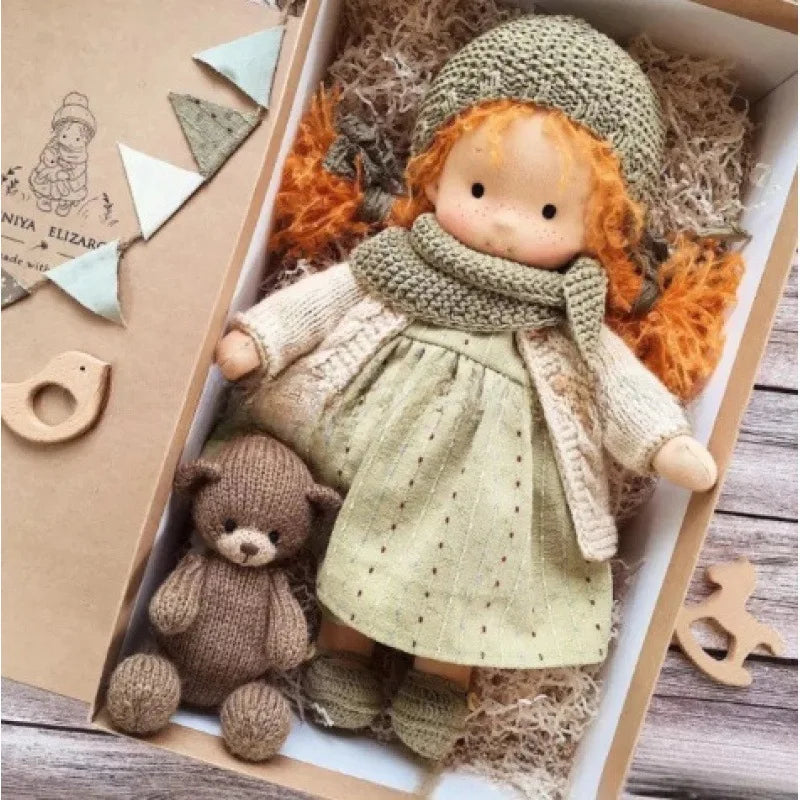 Elise | Handmade Waldorf Plush Doll – Soft Cotton Toy with Fabric Box | Sweet & Snuggly | For Children’s Birthday & Daily Fun 17