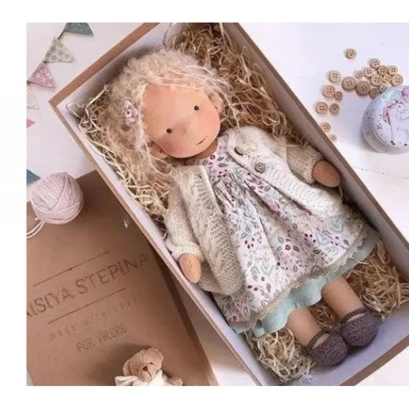 Elise | Handmade Waldorf Plush Doll – Soft Cotton Toy with Fabric Box | Sweet & Snuggly | For Children’s Birthday & Daily Fun 27
