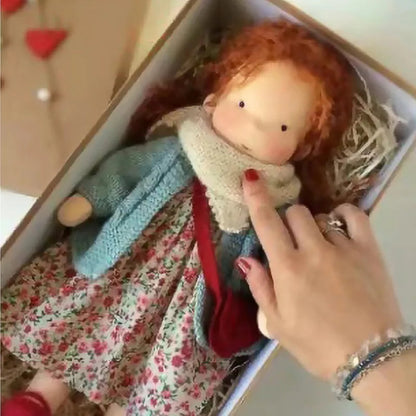 Elise | Handmade Waldorf Plush Doll – Soft Cotton Toy with Fabric Box | Sweet & Snuggly | For Children’s Birthday & Daily Fun 31