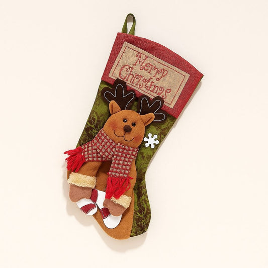 Traditional Holiday Stocking with Soft Plush Trim - Lusomart